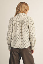 Polka Dot Ruffled Collared Shirt