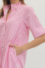 Pink Stripe Midi Dress