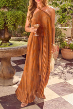 Pleated Halter Maxi