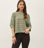 Half Sleeve Stripe Sweater