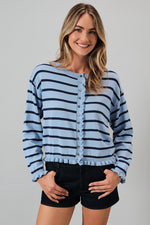 Chelsea Striped Ruffle Cardigan