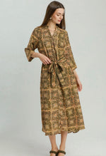 Abstract Front Tie Midi