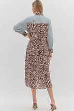 Stripe Leopard Midi Dress