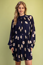 Dotted Mini Pleat Dress