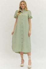 Gingham Puff Sleeve Dress