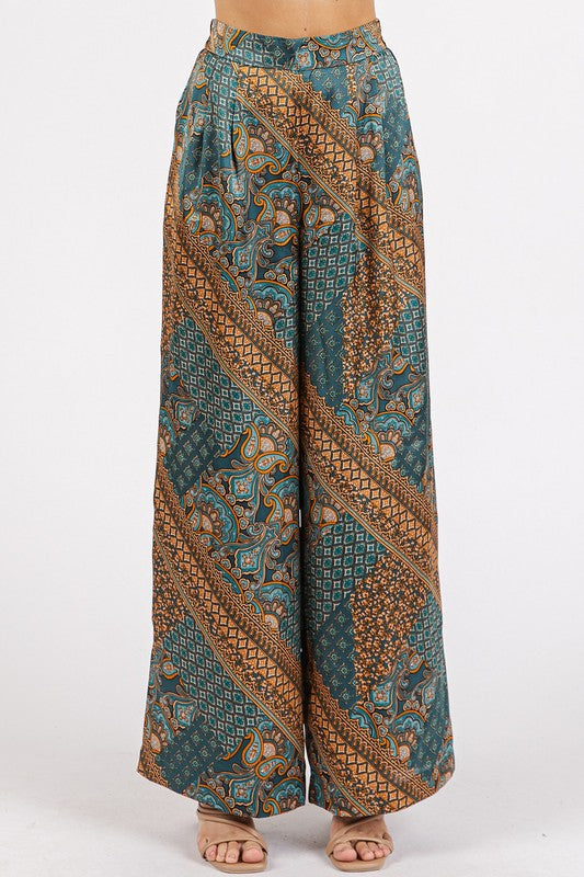 Satin Paisley Pants