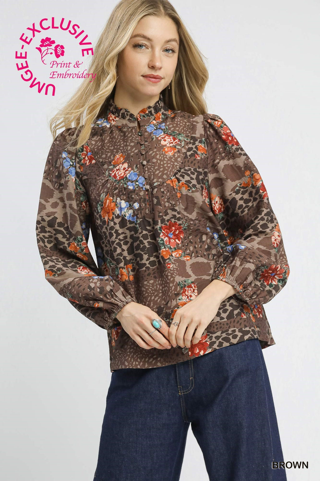 Animal Print Ruffle Top