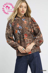 Animal Print Ruffle Top