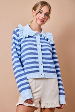Sailor Collar Striped Cardigan