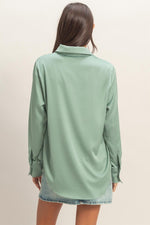 Satin Button Front Blouse