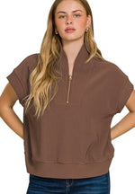 Ribbed Half Zip Top