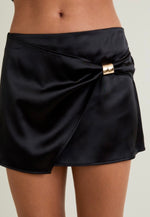 Black Satin Mini Skirt
