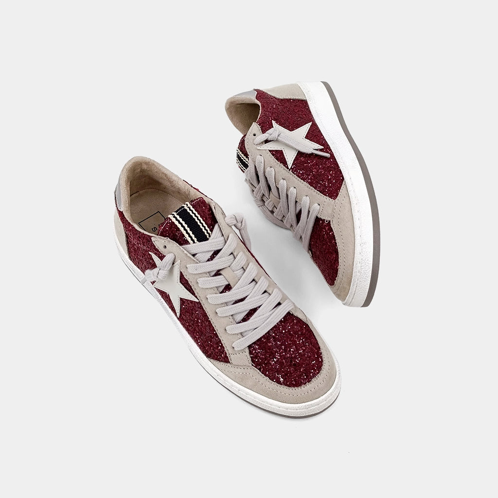 Dark Red Glitter Paz Sneaker by Shu Shop