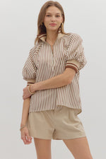 Stripe half-zip top