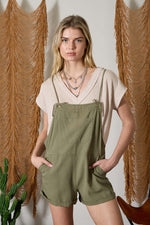 Tie Strap Cuffed Overalls