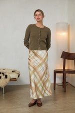 Bias Plaid Midi Skirt