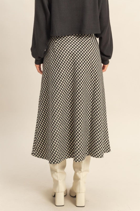 Houndstooth Midi Skirt