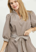 Textured Contrast Trim Dress