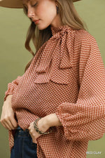 Dot Tie Neck Blouse