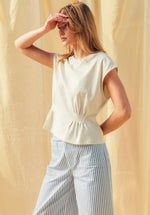 Pleated Cap Sleeve Tee