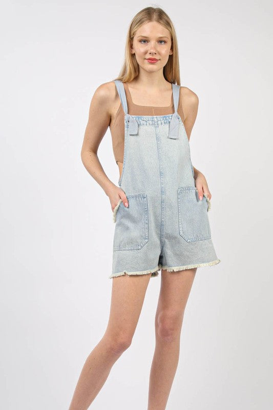 Washed Overall Romper