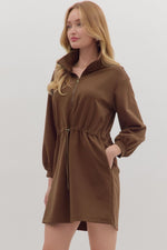 Coffee Half Zip Dress