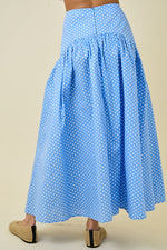Lt Blue Polka Dot Maxi Skirt