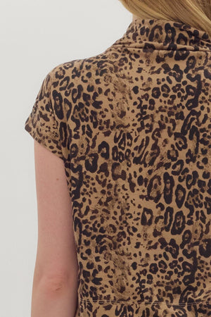 Mock Neck Leopard Top