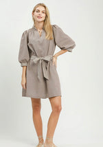 Textured Contrast Trim Dress