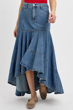 High-Low Denim Skirt