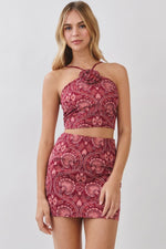 Paisley Rosette Halter Crop