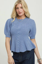 Cable Knit Peplum Sweater