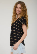 Stripe V-Neck Knit Top
