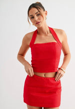 Linen Halter Crop Top