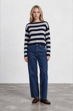 Exposed Hem Striped Sweater