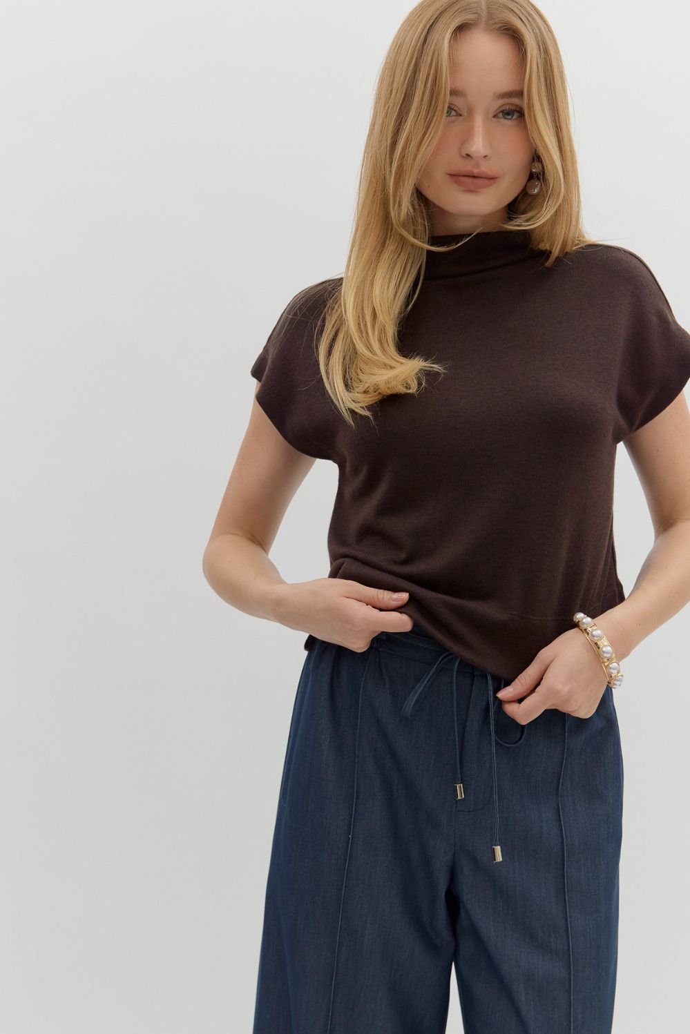 Chocolate Mock Neck Top