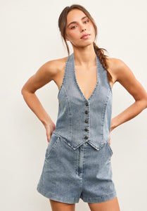 Denim Halter Romper