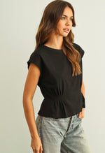 Pleated Cap Sleeve Tee