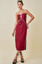 Contrast Piping Midi Dress