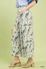 Blue Floral Print Pants