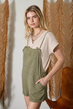 Tie Strap Cuffed Overalls