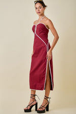Contrast Piping Midi Dress