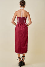Contrast Piping Midi Dress