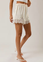 Satin Lace Trim Shorts