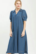 Chambray Collared Midi