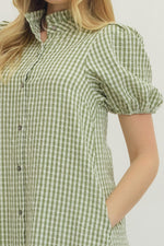 Gingham Puff Sleeve Dress