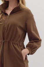 Coffee Half Zip Dress