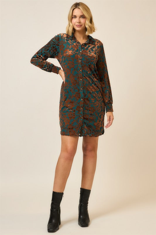 Burnout Velvet Dress