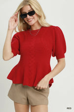 Cable Knit Peplum Sweater