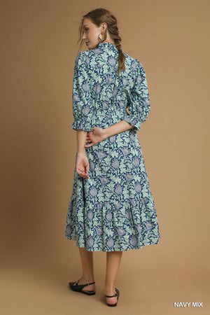 Abstract Print Midi Dress